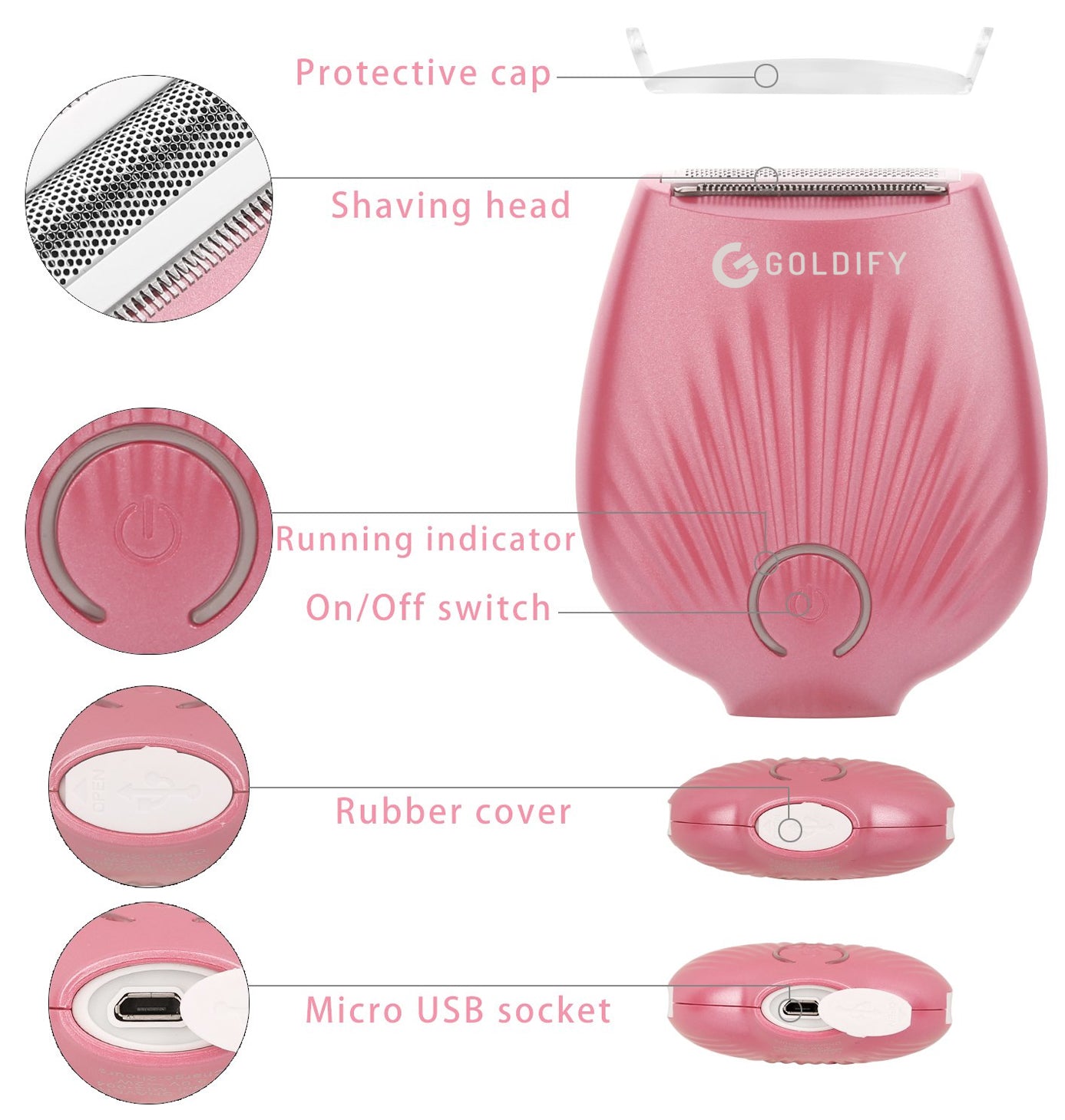 GOLDIFY Cordless Waterproof Electric Razors for Women