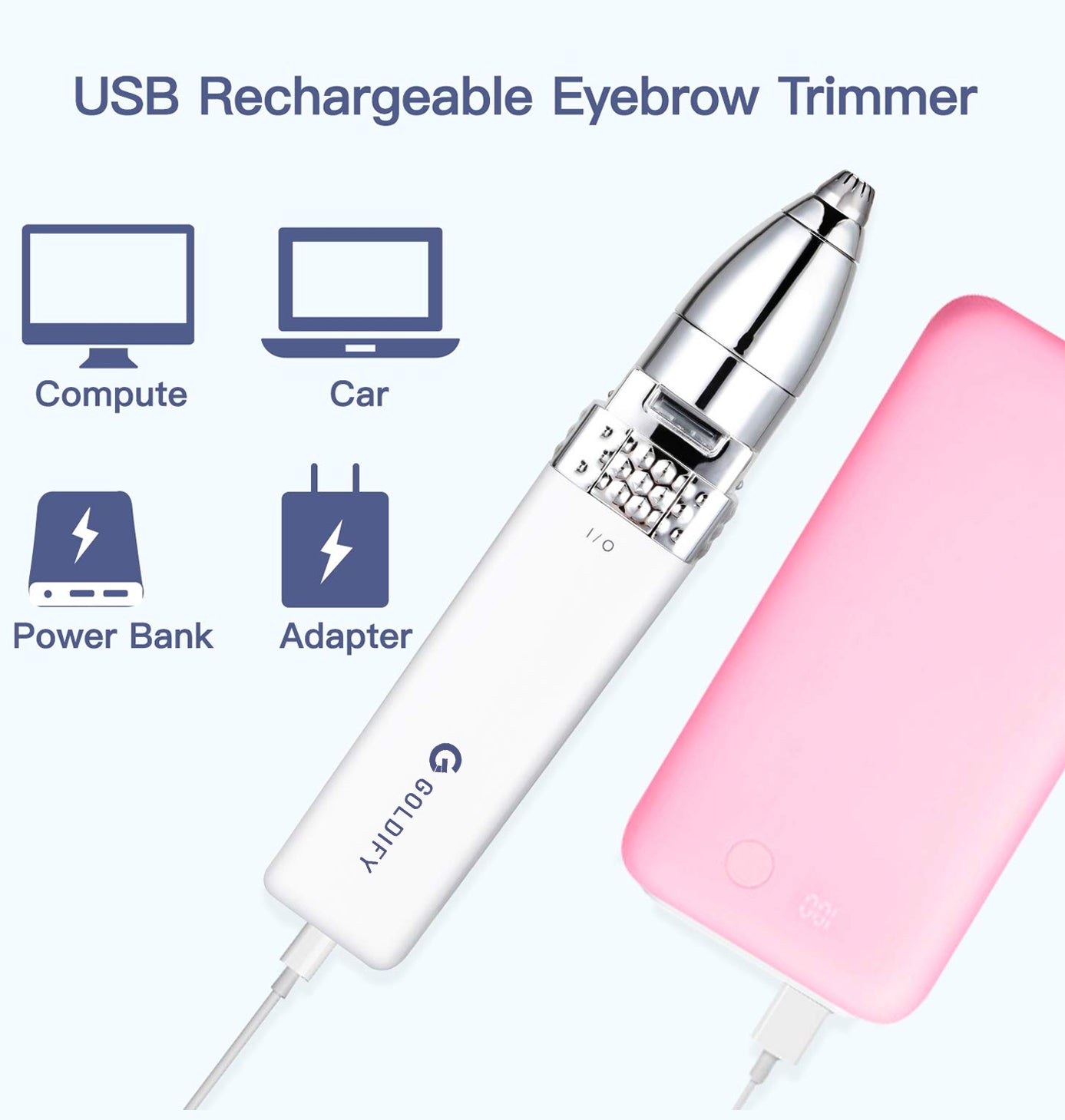 GOLDIFY 3-in-1 Portable Eyebrow Trimmer