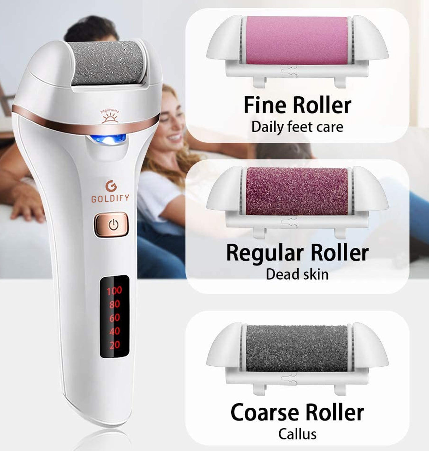 GOLDIFY Electric Feet Callus Remover with LED Display